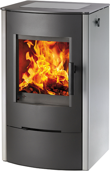 Poêle Firepot avec plaque vitrocéramique et finition acier inoxydable