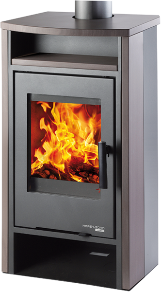 Poêle à cheminée LIVORNO II revêtement pierre brune 6,3 kW finition élégante